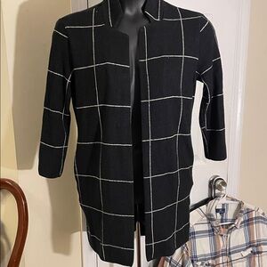 Women's Black Windowpane sweater Jacket
